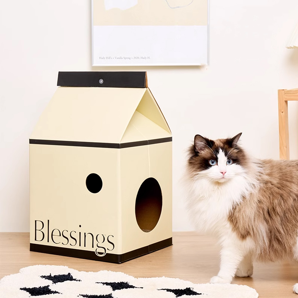 우유 밀크팩 숨숨집 캣 하우스 고양이 상자 스크래쳐 그린다방