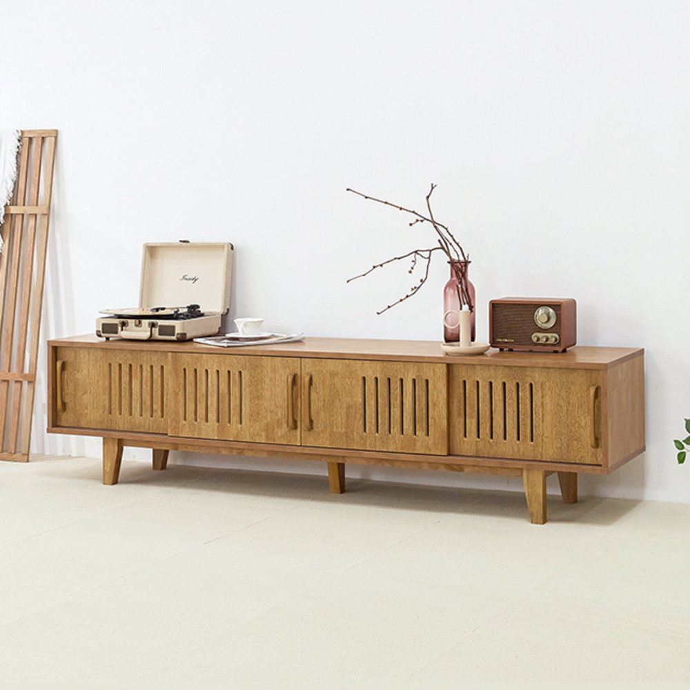 에셋 원목 미닫이 거실장 2000