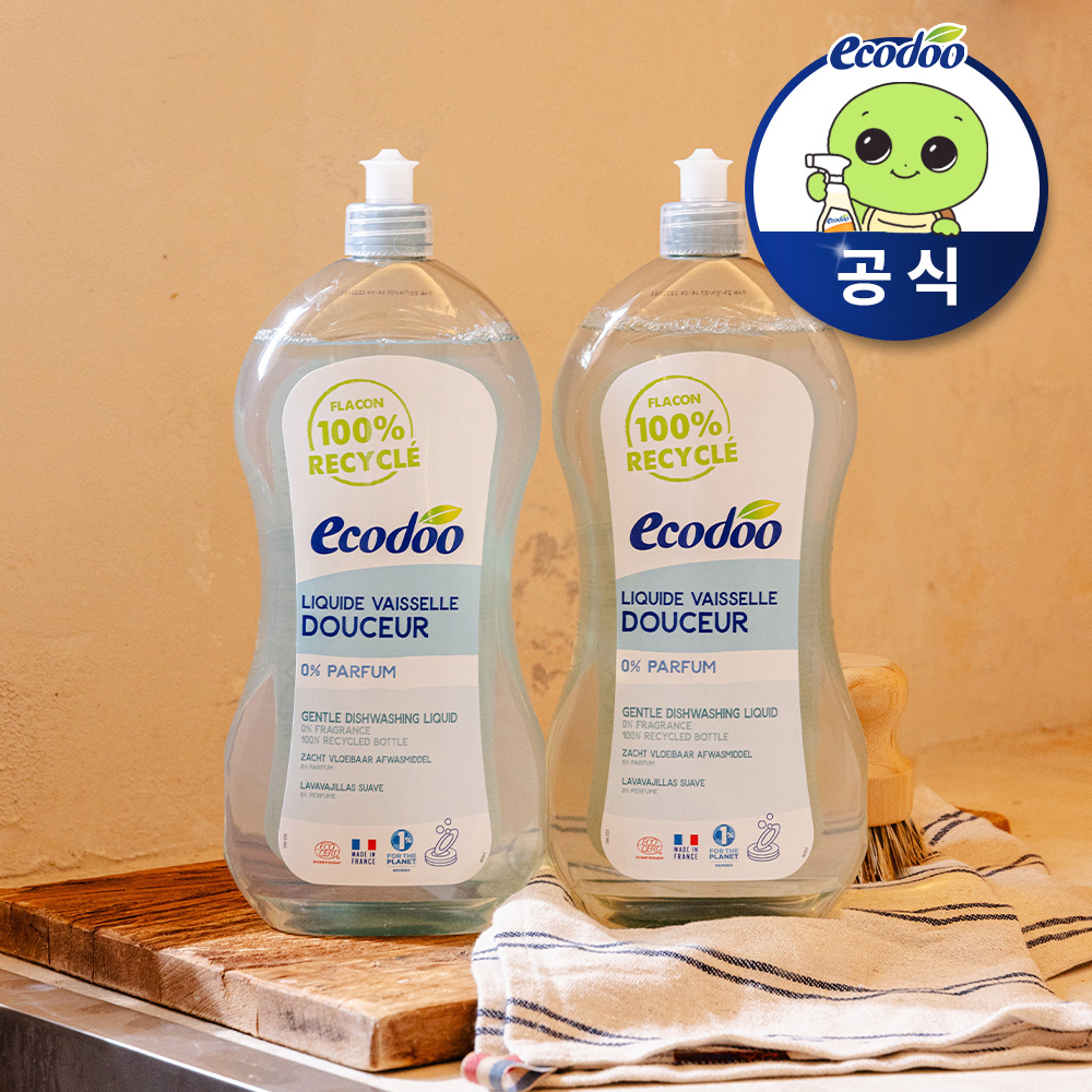 에코두 저자극 맨손 설거지 주방세제 무향 대용량 1L, 2개
