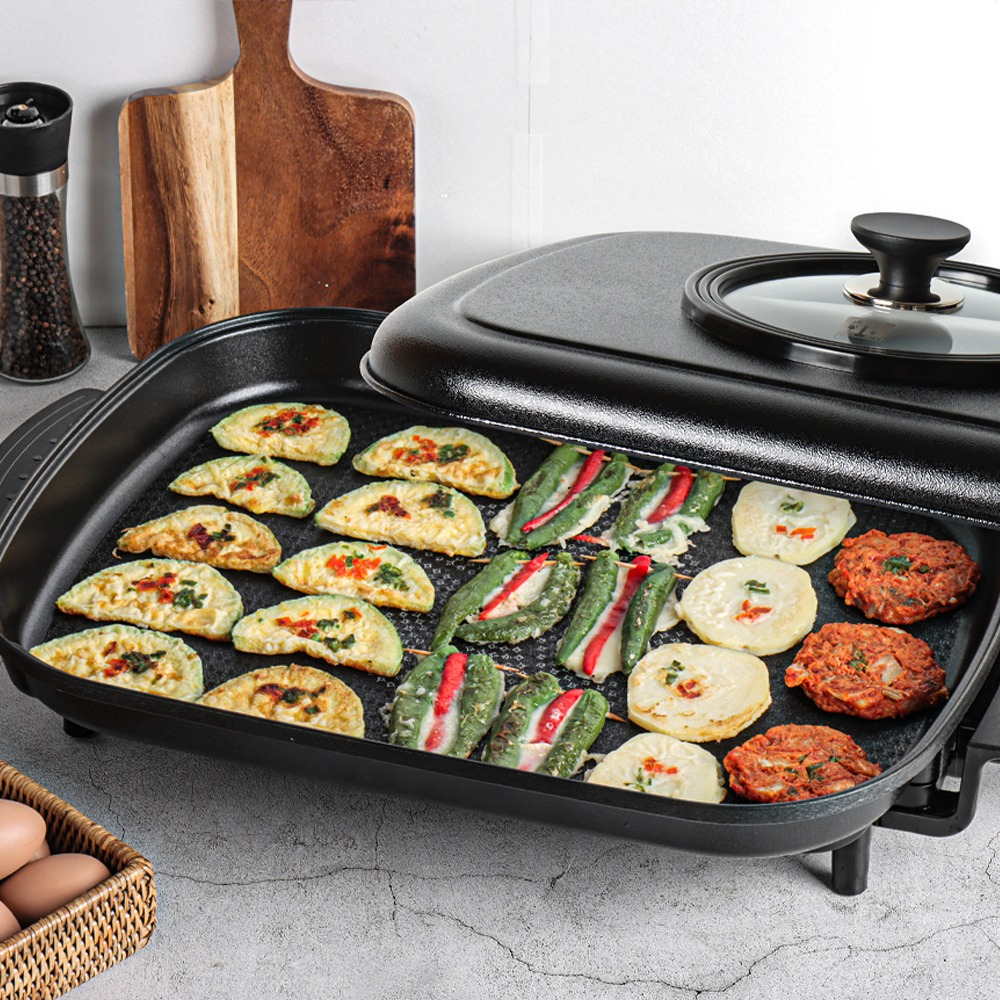 몽비오스 국산 전기 후라이팬 다이아몬드 코팅 61cm 대형 사각 프리미엄 잔치팬 전 팬