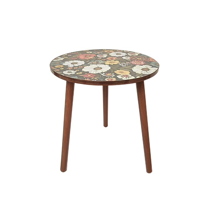 레트로 원형 사이드테이블 꽃무늬 거실 소파 티테이블 혼합