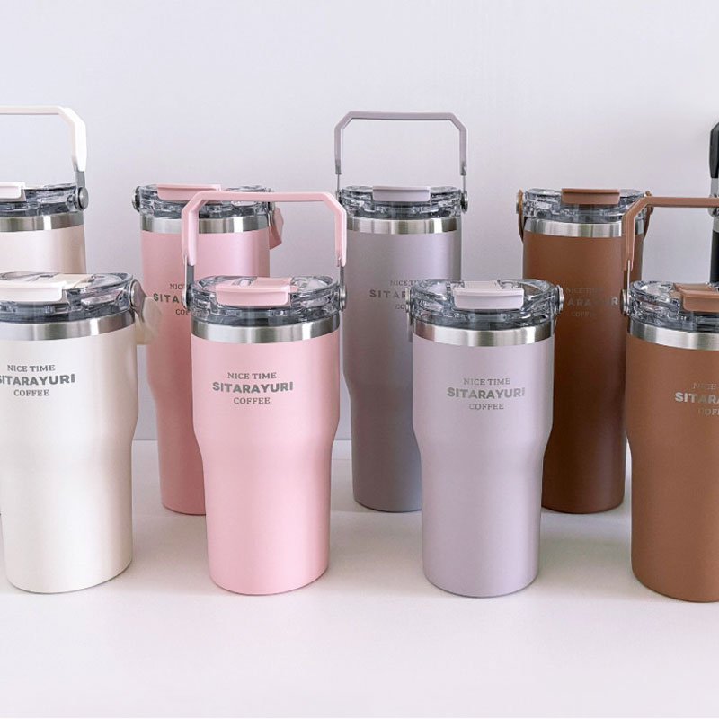 컬러인쇄 세척하기편한 스텐 각인텀블러 600ml 900ml 손잡이 머그텀블러 - 상세 이미지 2