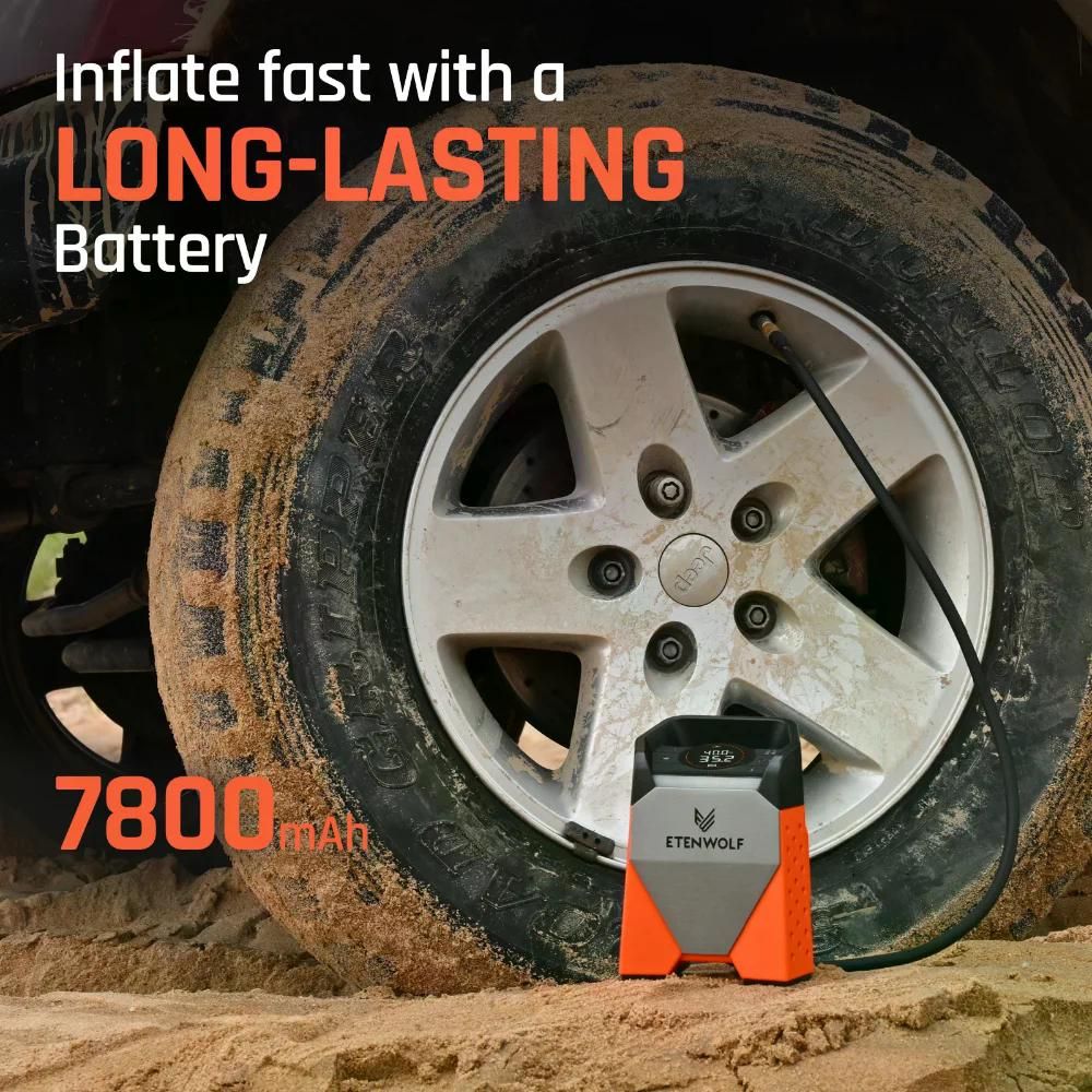 휴대용 에어 컴프레셔 펌프 초고속 팽창 자동차 픽업 오토바이 자전거 LED 조명 7800mAh 배터리 - 상세 이미지 5