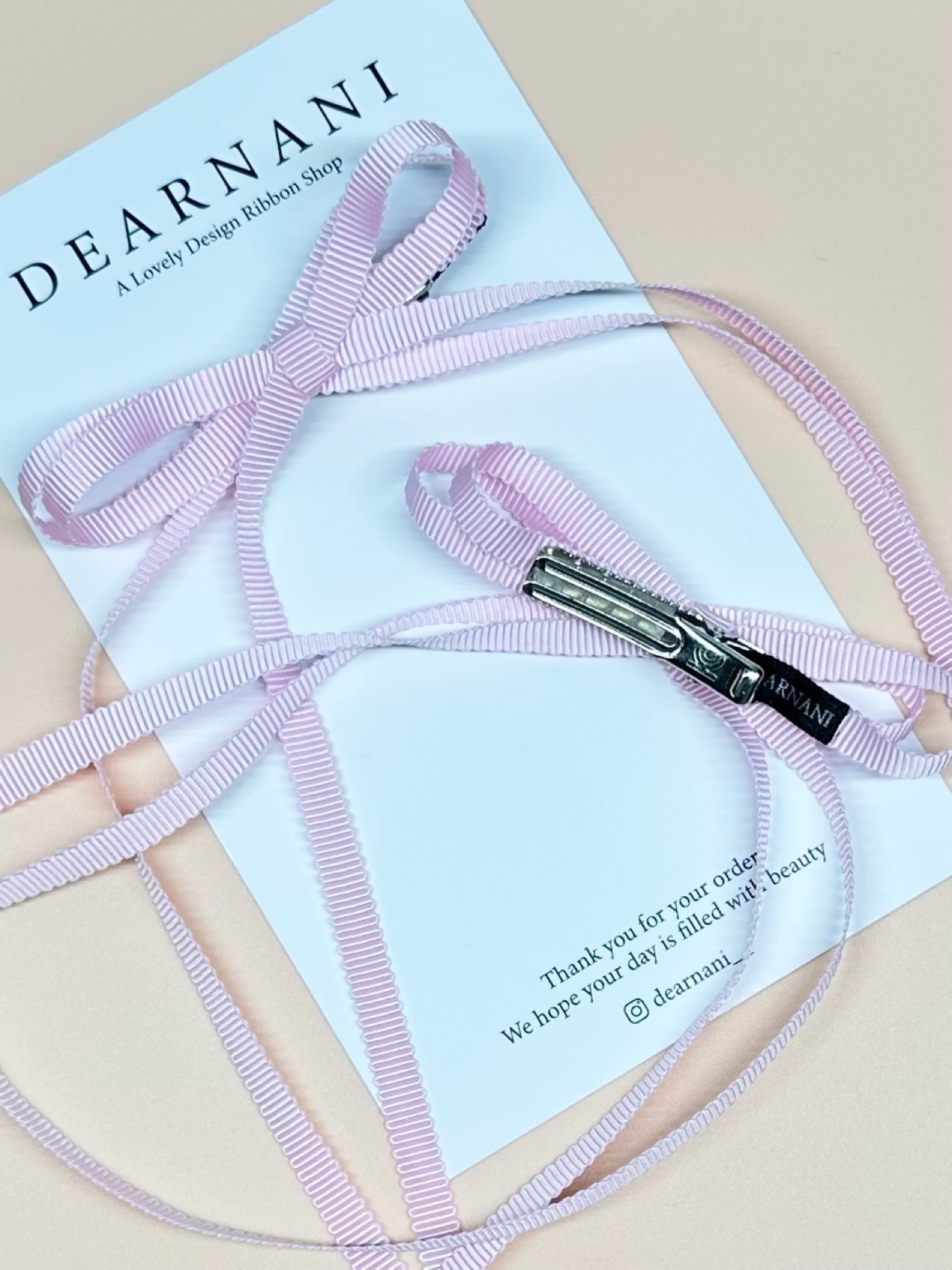 [디얼나니] Double Petite bow pin (beige) - 상세 이미지 4