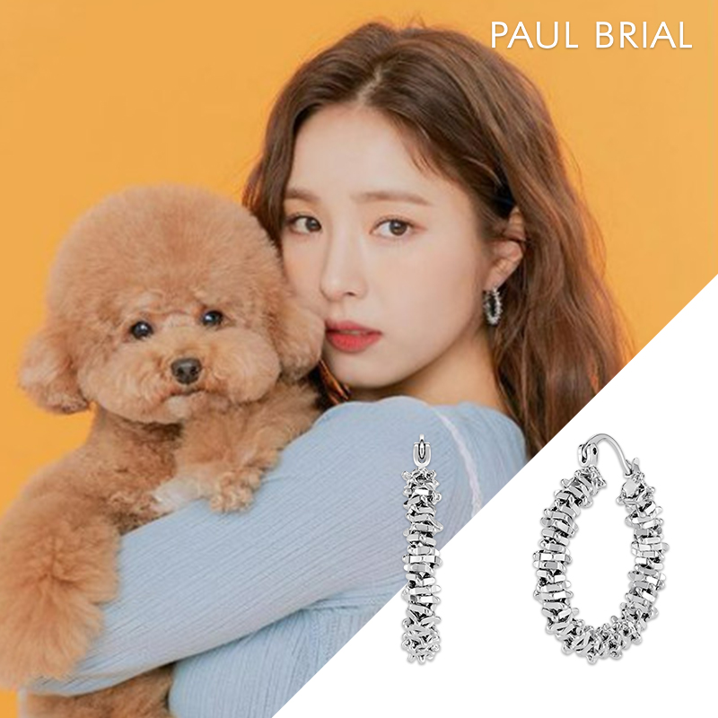 김세정 신세경 이주빈 귀걸이 폴브리알 주얼리 블링 텍스처 후프링 귀걸이 PYBE0123 - 상세 이미지 3