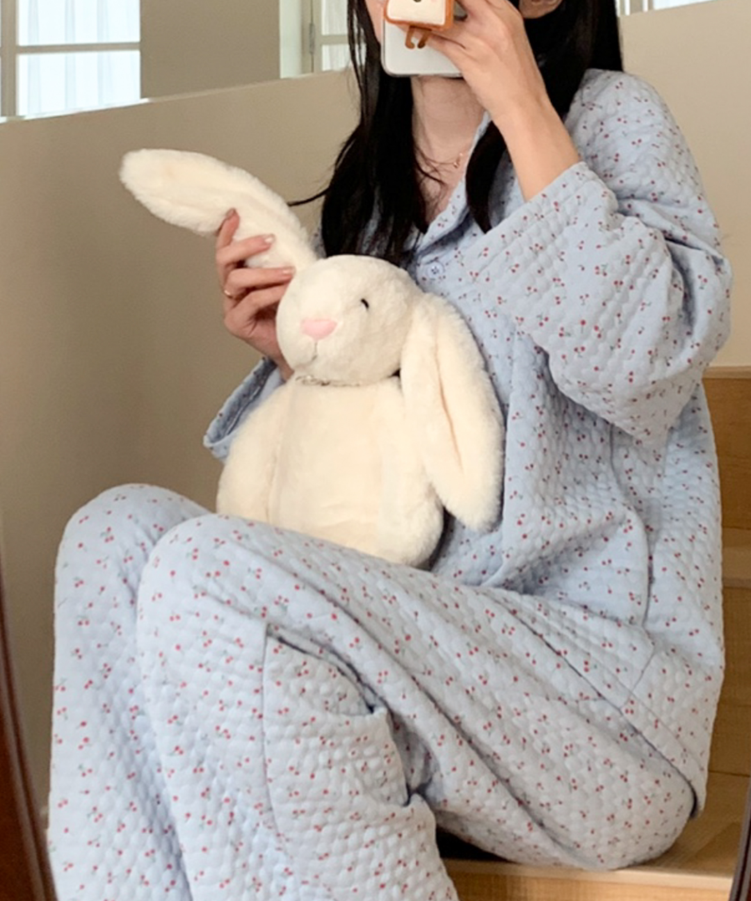 누빔잠옷 빅사이즈잠옷 파자마파티 수면 크리스마스 체리 파자마 세트 이미지 6