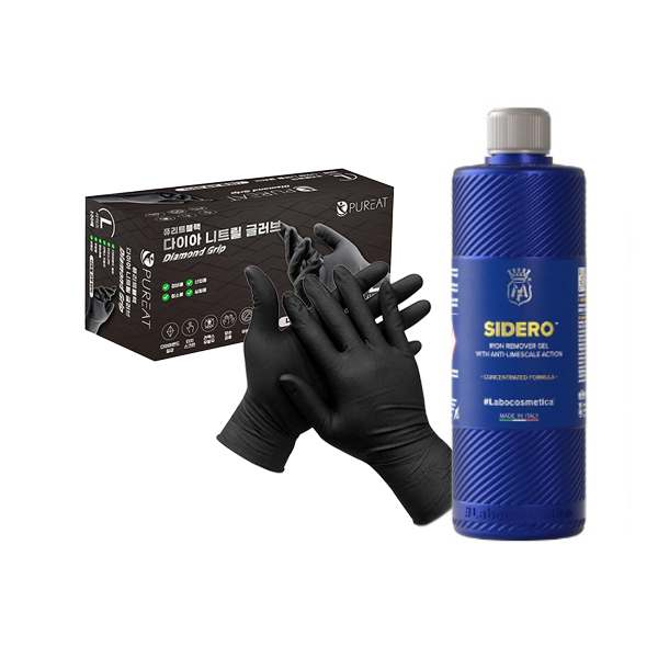 퓨리트 블랙 다이아 니트릴 글러브 100매입+마프라 라보코스메티카 시데로 500ml 철분 제거제 - 상품 이미지