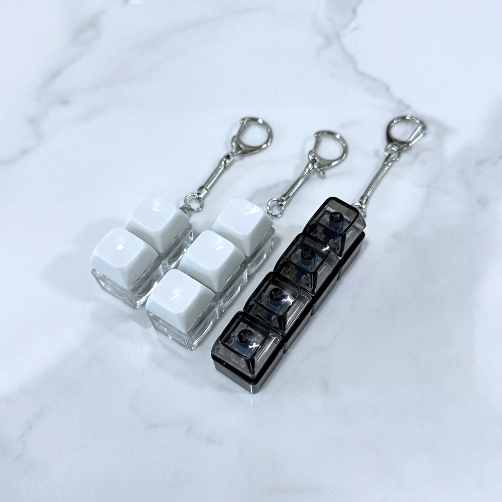 키캡 LED 키링 열쇠고리 화이트 2구 딸깍이 스위치 가방 차키 선물 키링