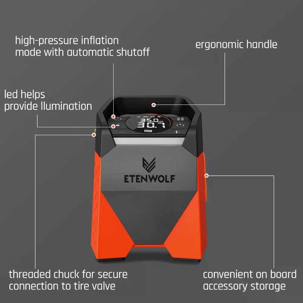 휴대용 에어 컴프레셔 펌프  초고속 팽창 자동차 픽업 오토바이 자전거 LED 조명 7800mAh 배터리