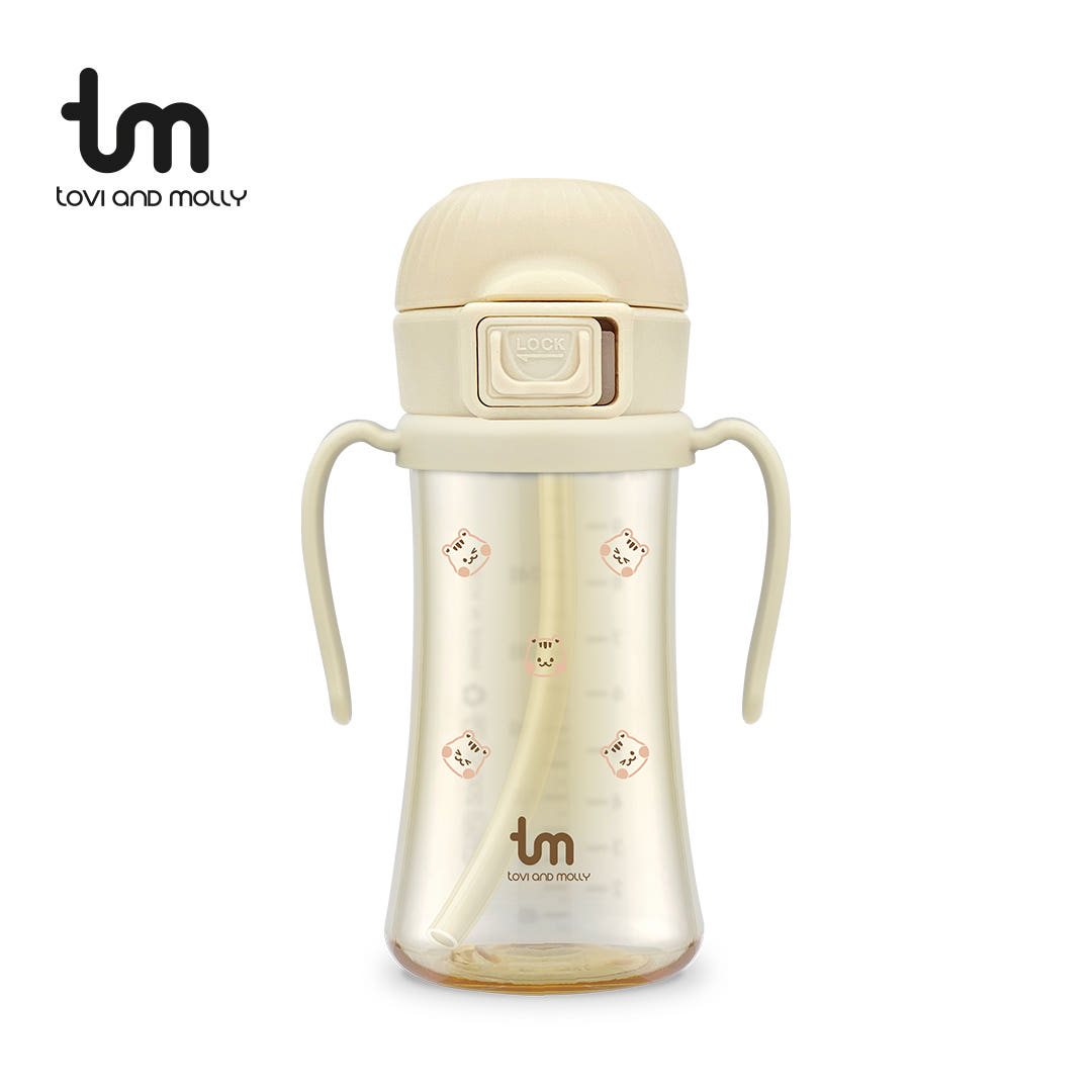 [토비앤몰리] 아기 유아 어린이집 원터치락 이유식 자기주도 빨대컵 돗람이 바닐라 180ml 280ml - 상세 이미지 4