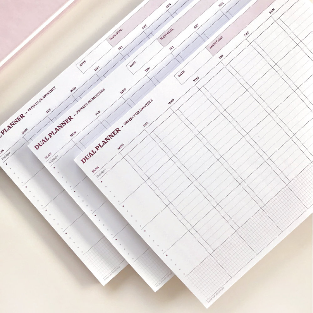 하이파이브 듀얼 먼슬리플래너 체크리스트 주간 월간 계획표 위클리 먼슬리 a4 플래너 제품 이미지