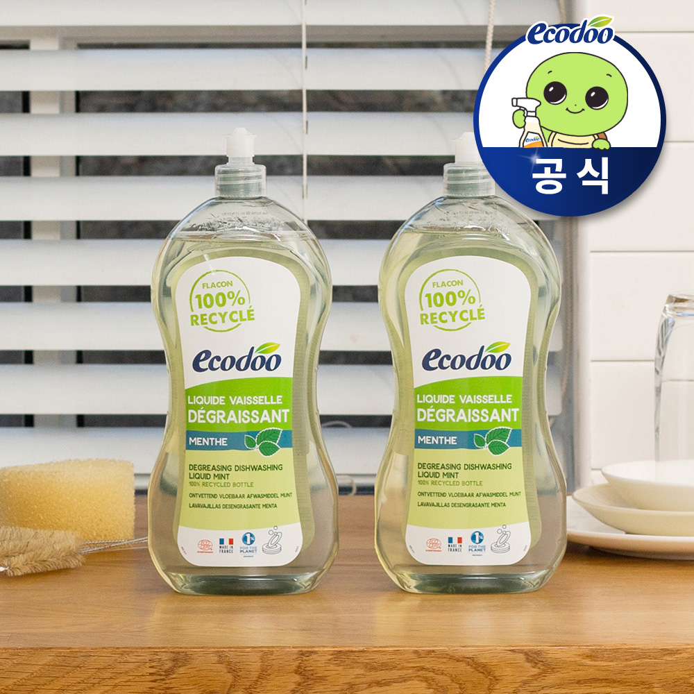 에코두 저자극 맨손 설거지 주방세제 민트 대용량 1L, 2개