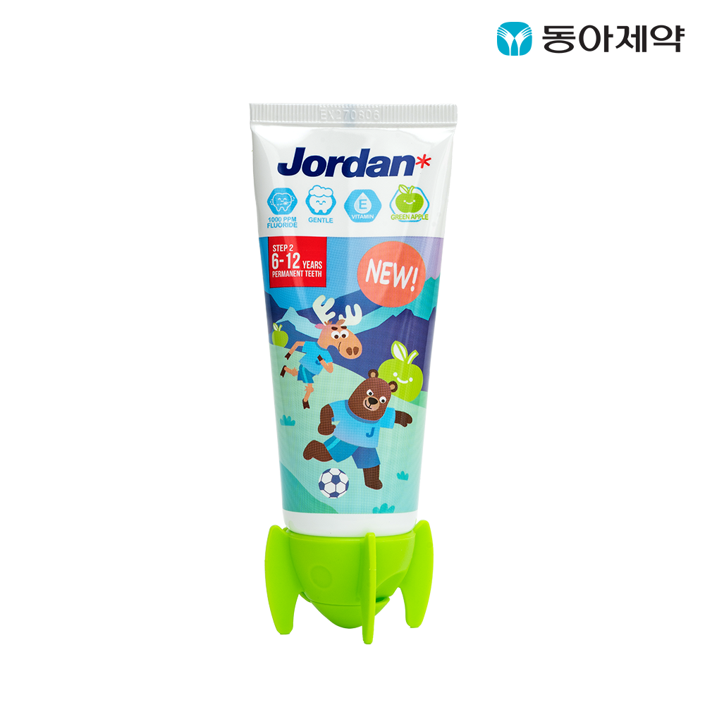 조르단 유아/어린이치약 뉴스텝 2단계 90g 3개입(패키지 랜덤) /  고불소 비타민E 비건치약