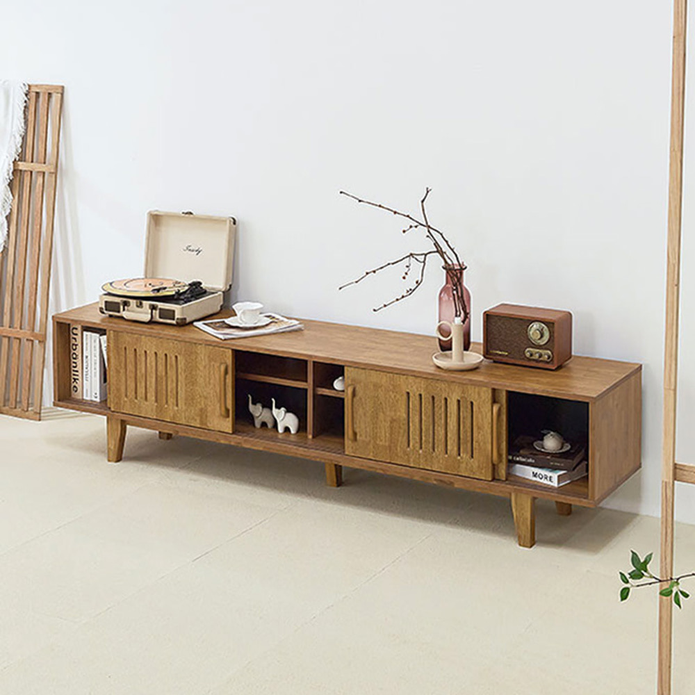 에셋 원목 미닫이 거실장 2000