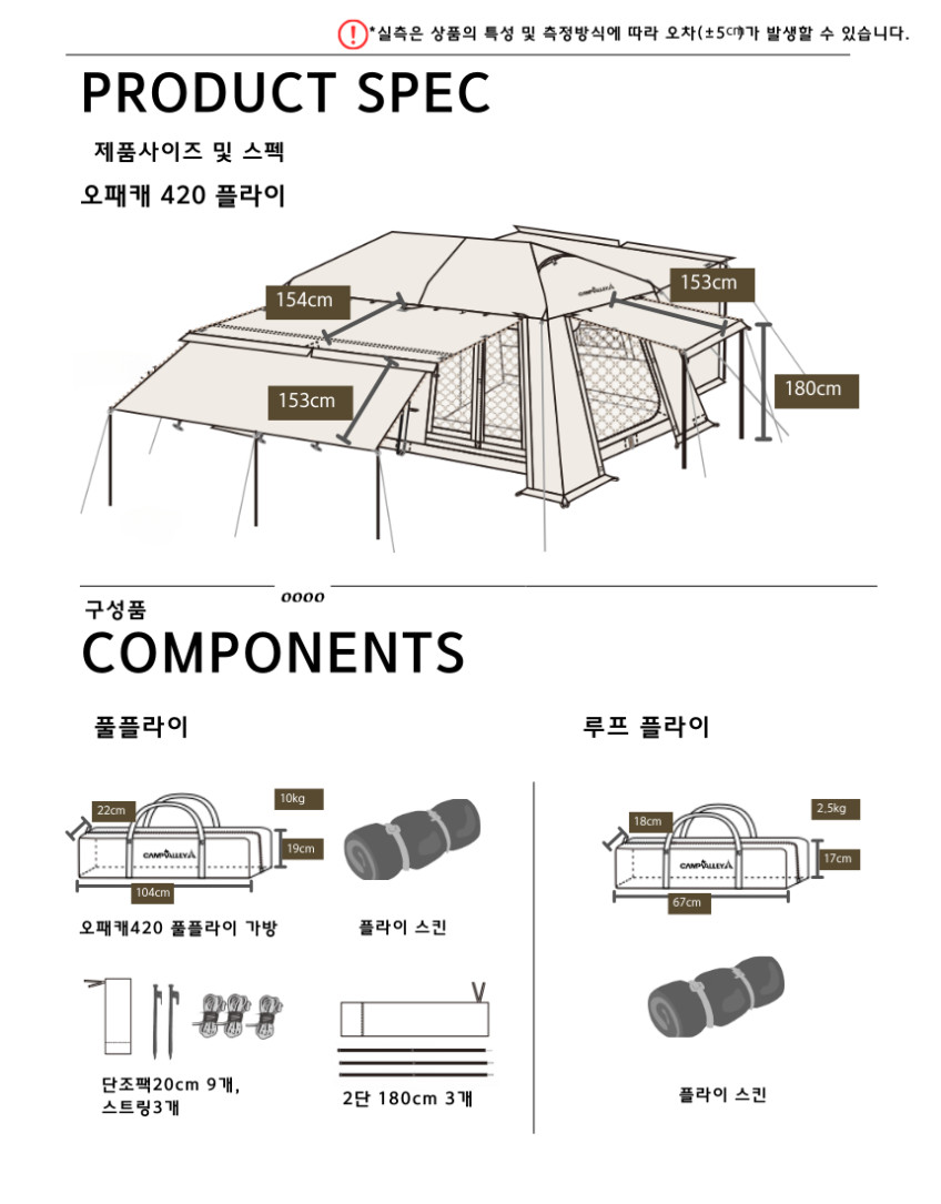 오패캐 420 추가상품 (아이보리 블랙) - 플라이 이너텐트 그라운드시트 TPU 테라스 판매처 상세 정보 이미지 4