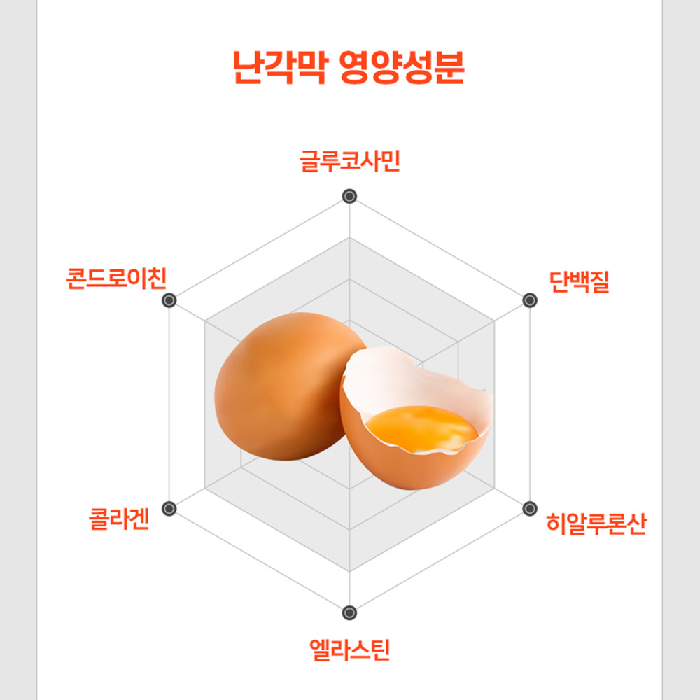 난각막 난간막 가수분해물 구아검 엘라스틴 수용성 효능 60정 2개월분 - 상세 이미지 3