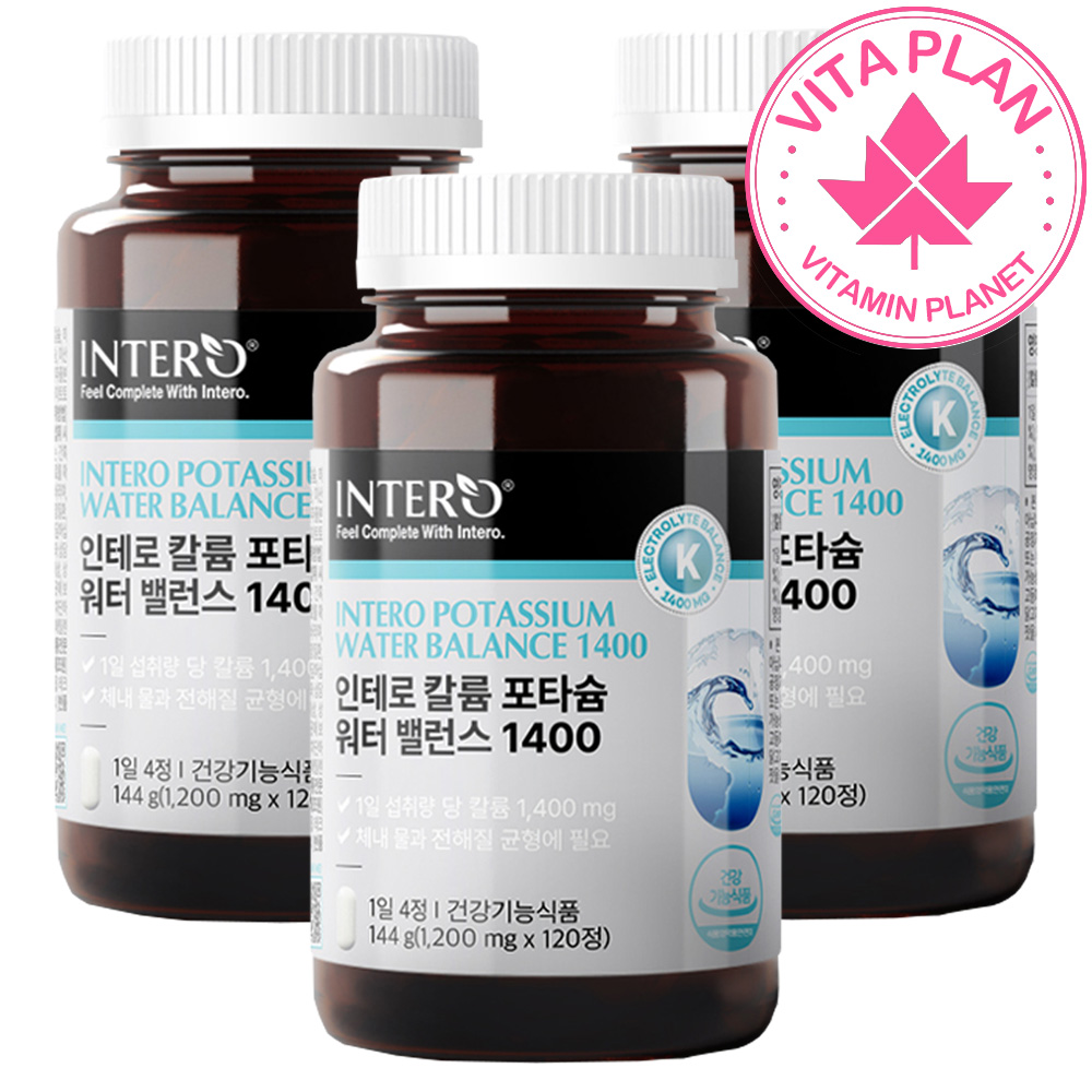 워터 밸런스 칼륨 포타슘 전해질 체내 수분 칼룸 염화칼륨 120정, 3개 - 메인 이미지