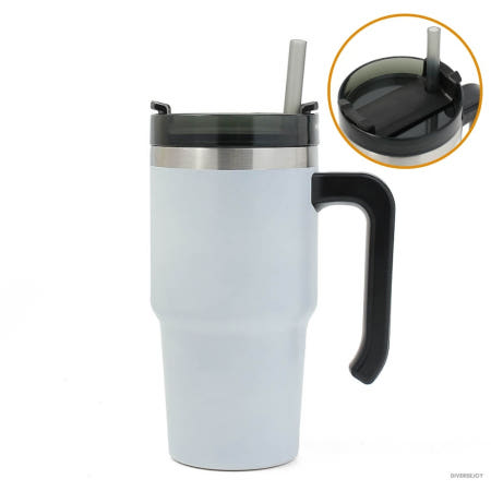 디버스조이협력사 보온 보냉 빨대 텀블러 600ml 화이트 물통 텀플러 빨대컵 직장인 휴대용