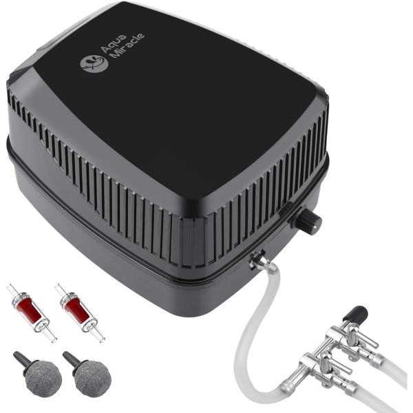 아쿠아미라클 5W/10W 수족관 공기 펌프 160-254GPH 0.02-0.025MPa 조용한 어항 에어 버블러 하이드로포닉스 산소 연못 에어 5W/ Up to... 