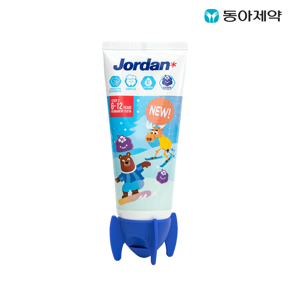 조르단 유아/어린이치약 뉴스텝 2단계 90g 3개입(패키지 랜덤) /  고불소 비타민E 비건치약