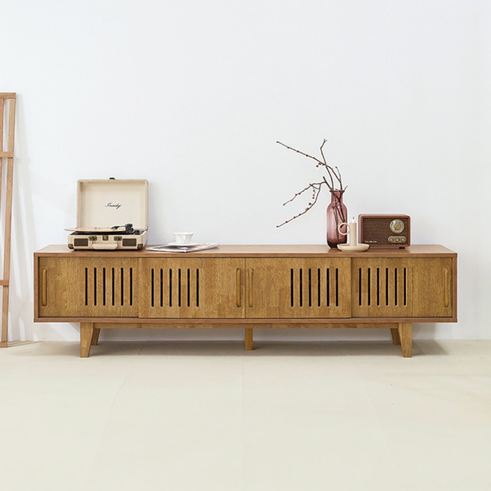 에셋 원목 미닫이 거실장 2000