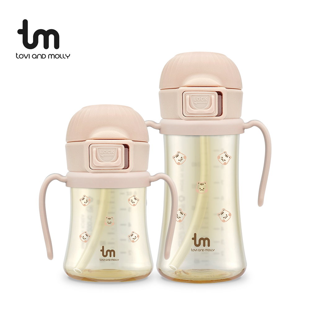 [토비앤몰리] PPSU 아기 유아 어린이집 원터치락 이유식 빨대컵 돗람이 핑크 180ml 280ml