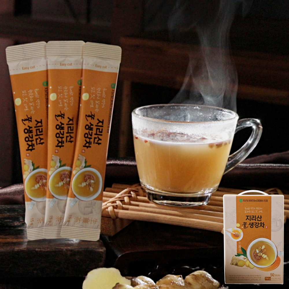지리산 꿀 생강차 50포 국내산 생강차스틱 분말