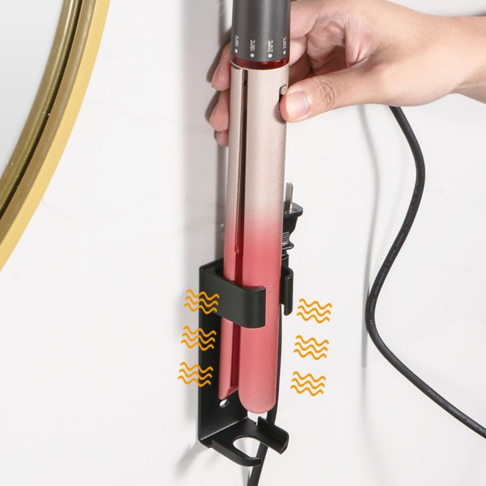 무타공 드라이기 고데기거치대 고정 스탠드 홀더 봉고데기 헤어드라이어 정리함 3M테이프