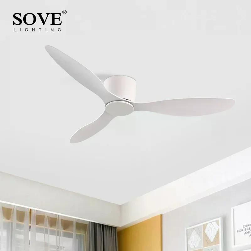 실링팬 SOVE 천장 선풍기 낮은 바닥 초박형 DC 17cm 원격 제어 심플한 220V 화이트 44인치 - 상세 이미지 2