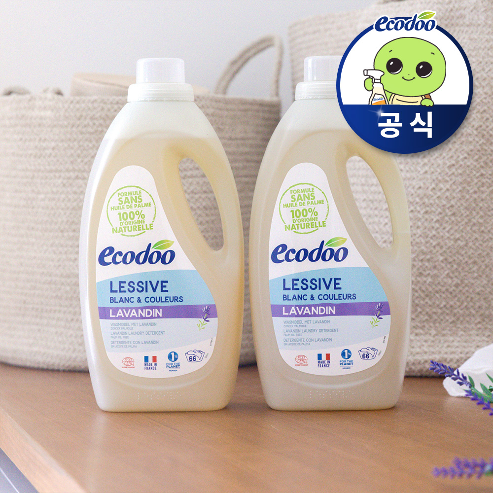 에코두 고농축 중성 세탁세제 대용량 액체 2L, 라벤더, 2개 - 메인 이미지