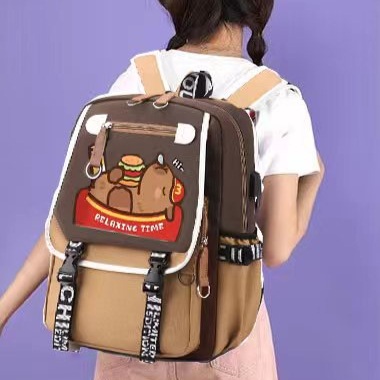 카피바라 가방 학생 인형 인형가방 동물 숄더 귀여운 책가방 대용량 선물 백팩 - 상품 이미지