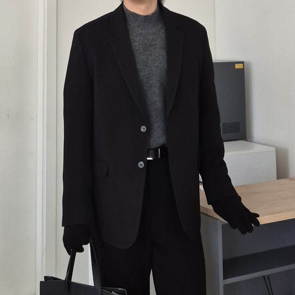 남자 겨울자켓 겨울 셋업 수트 마이 남자 오버핏 블레이저 - 상세 이미지 3