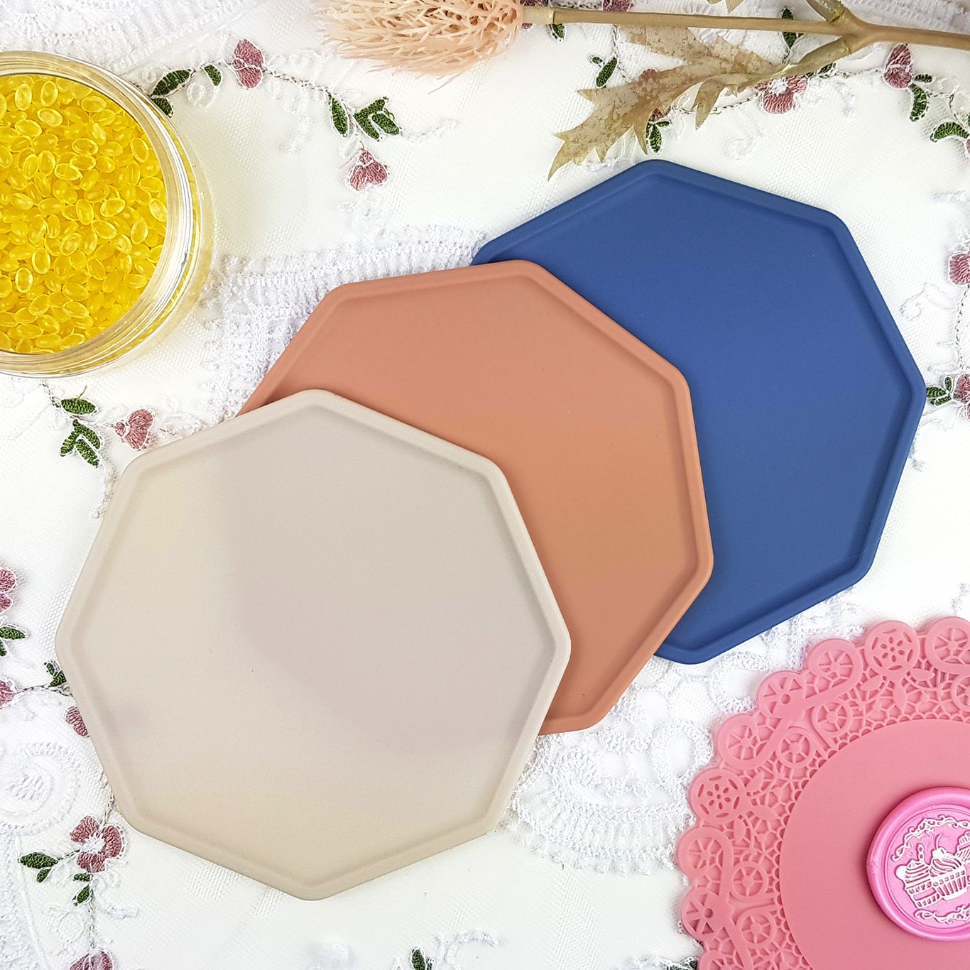 실링왁스 실리콘 패드 받침대 스탬프 왁스씰 제작 팔각형