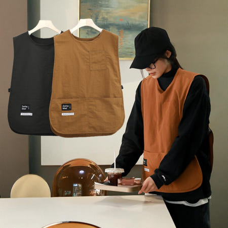 [JANG GUNI GAGAE CONTRACTOR]퀼리티 다용도 앞치마 미용실 요양사 공방 간편 착용 알바 실용포켓 옷보호