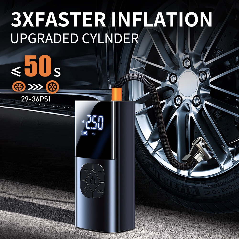 휴대용 자동차 공기 펌프 타이어 에어펌프 주입기 팽창기 무선 차량용 2000mAh+12V - 상세 이미지 2