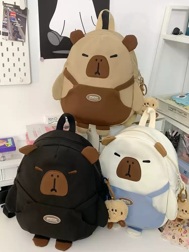 카피바라 가방 숄더 인형가방 배낭 대용량 선물 학생 동물 백팩 귀여운 책가방 - 상품 이미지