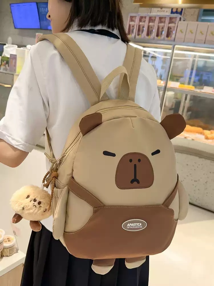 카피바라 가방 숄더 인형가방 배낭 대용량 선물 학생 동물 백팩 귀여운 책가방 - 상세 이미지 2
