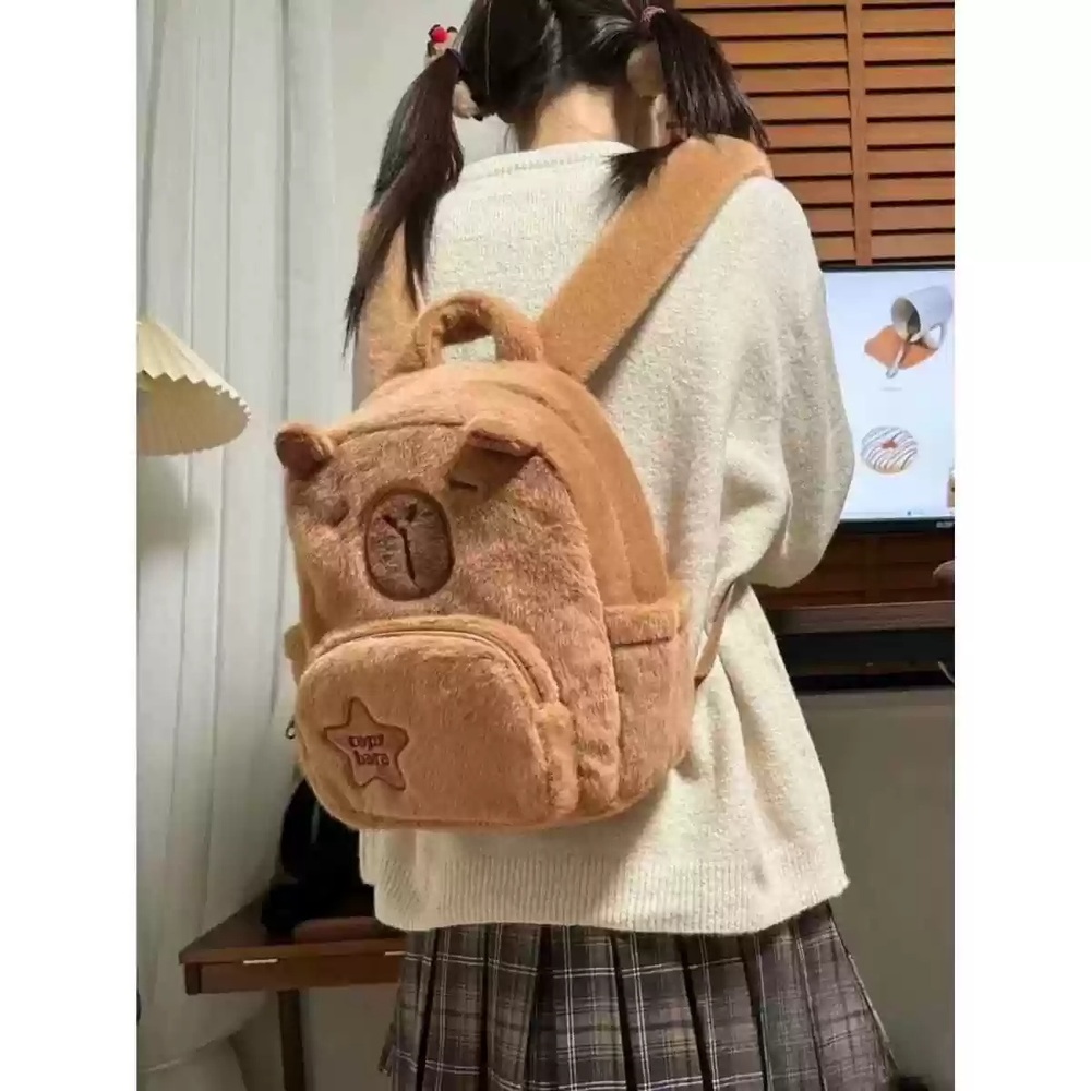 카피바라 가방 배낭 숄더백 인형가방 인형 귀여운 대용량 학생 백팩 동물 책가방 - 상세 이미지 2