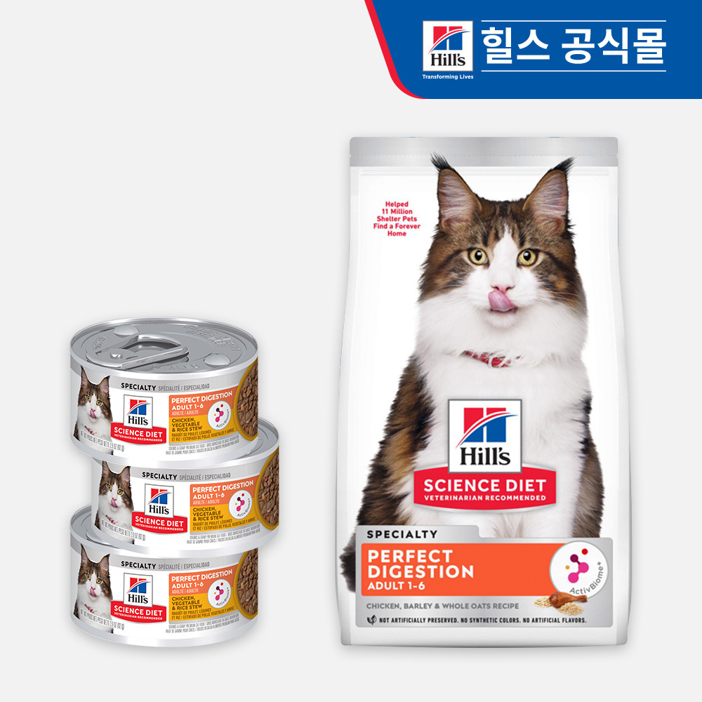[멤버쉽 라운지 전용] 힐스 고양이사료 어덜트 퍼펙트 다이제스천 스튜 82g X 3개 + 어덜트 퍼펙트 다이제스천 치킨 1.6kg