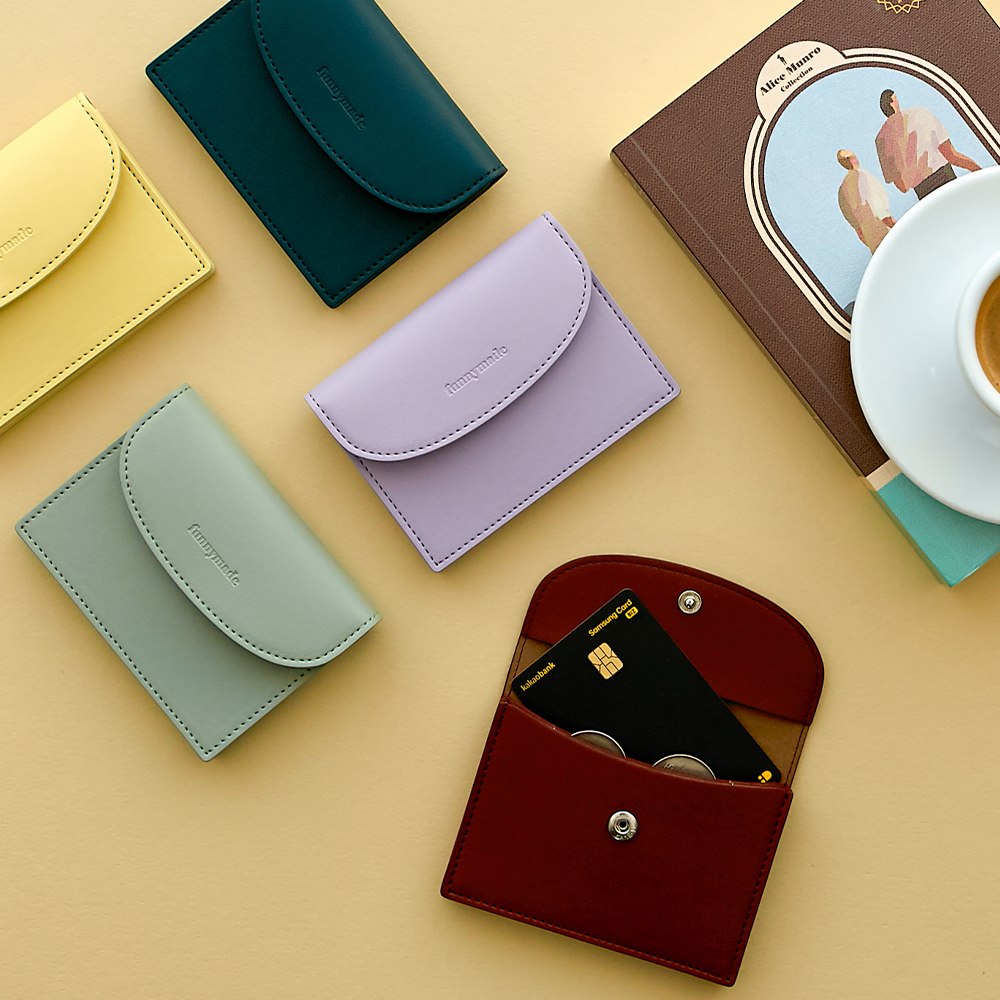 [이니셜각인] 3단 가죽 코인수납 명함지갑 카드지갑