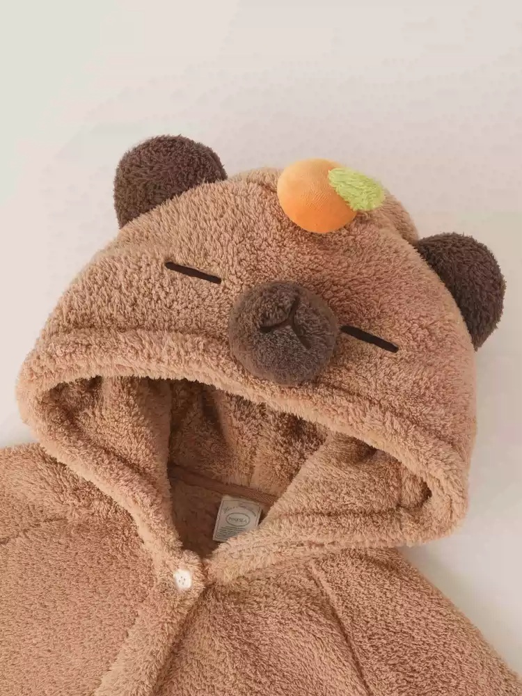 카피바라 잠옷 후드 홈웨어 따뜻한 귀여운 수면 파티 캐릭터 동물잠옷 겨울 수면잠옷 - 상세 이미지 2
