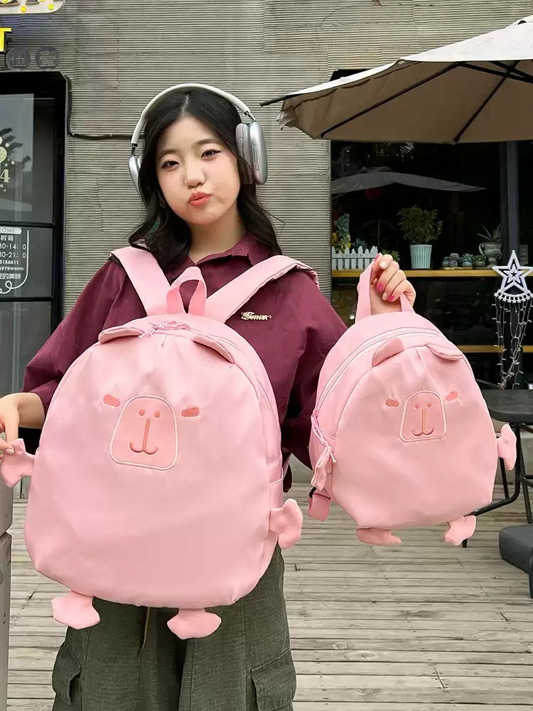 카피바라 가방 귀여운 선물 책가방 동물 숄더 학생 숄더백 백팩 대용량 배낭 - 상세 이미지 3