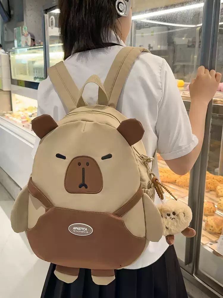 카피바라 가방 숄더 인형가방 배낭 대용량 선물 학생 동물 백팩 귀여운 책가방 - 상세 이미지 3