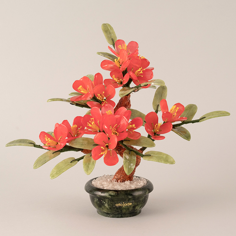 아토제이드 천연 옥꽃 홍매화 / 옥화 승진선물 옥화분 입사선물 승진화분 옥으로만든꽃
