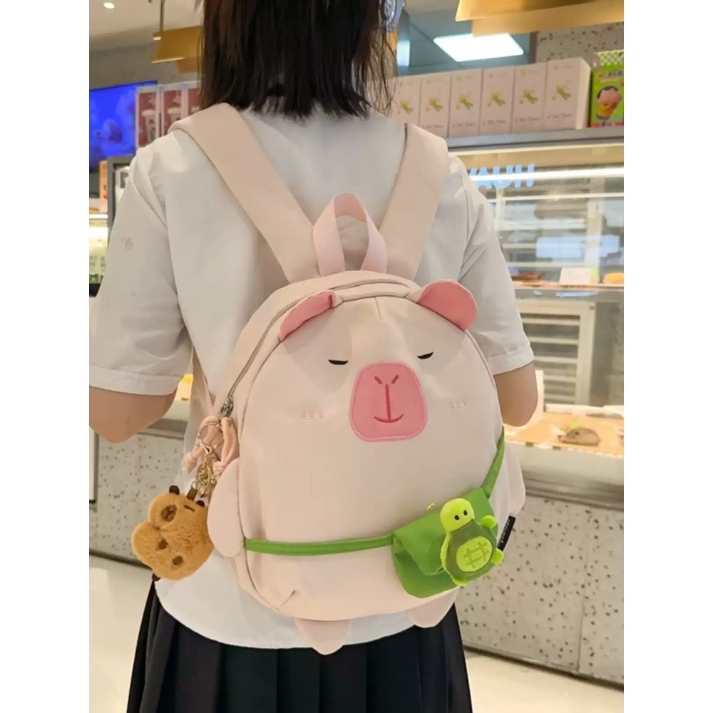 카피바라 가방 책가방 학생 배낭 인형가방 선물 백팩 인형 대용량 동물 숄더백 - 상세 이미지 3