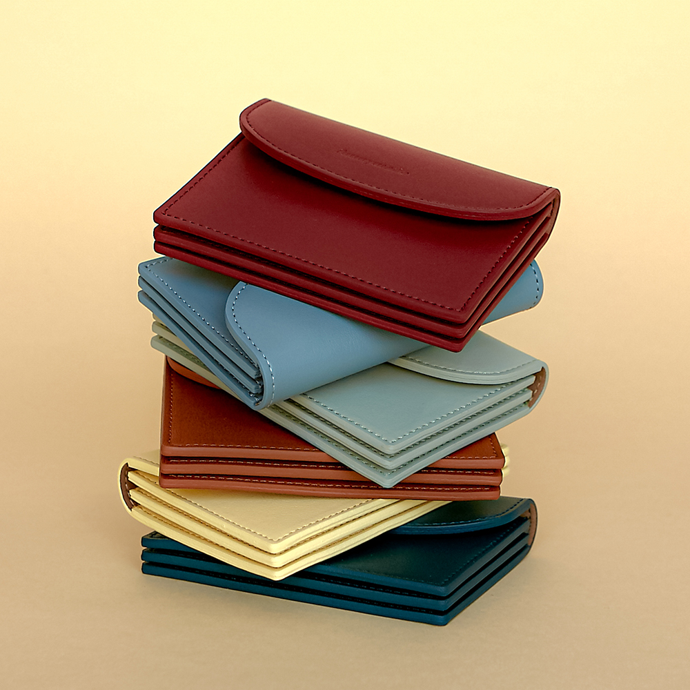 [이니셜각인] 3단 가죽 코인수납 명함지갑 카드지갑