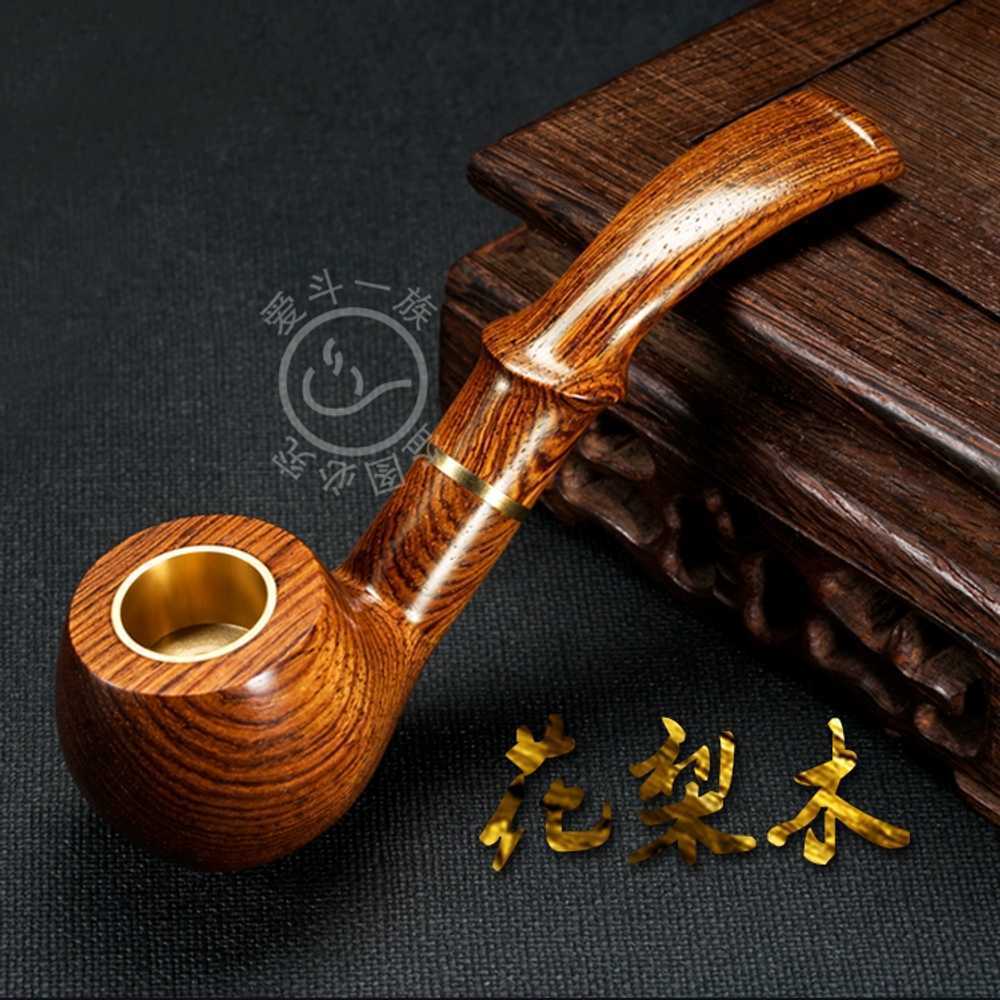 수제 담배파이프 원목 고급 구부러진 홀더 레트로 - 상세 이미지 2
