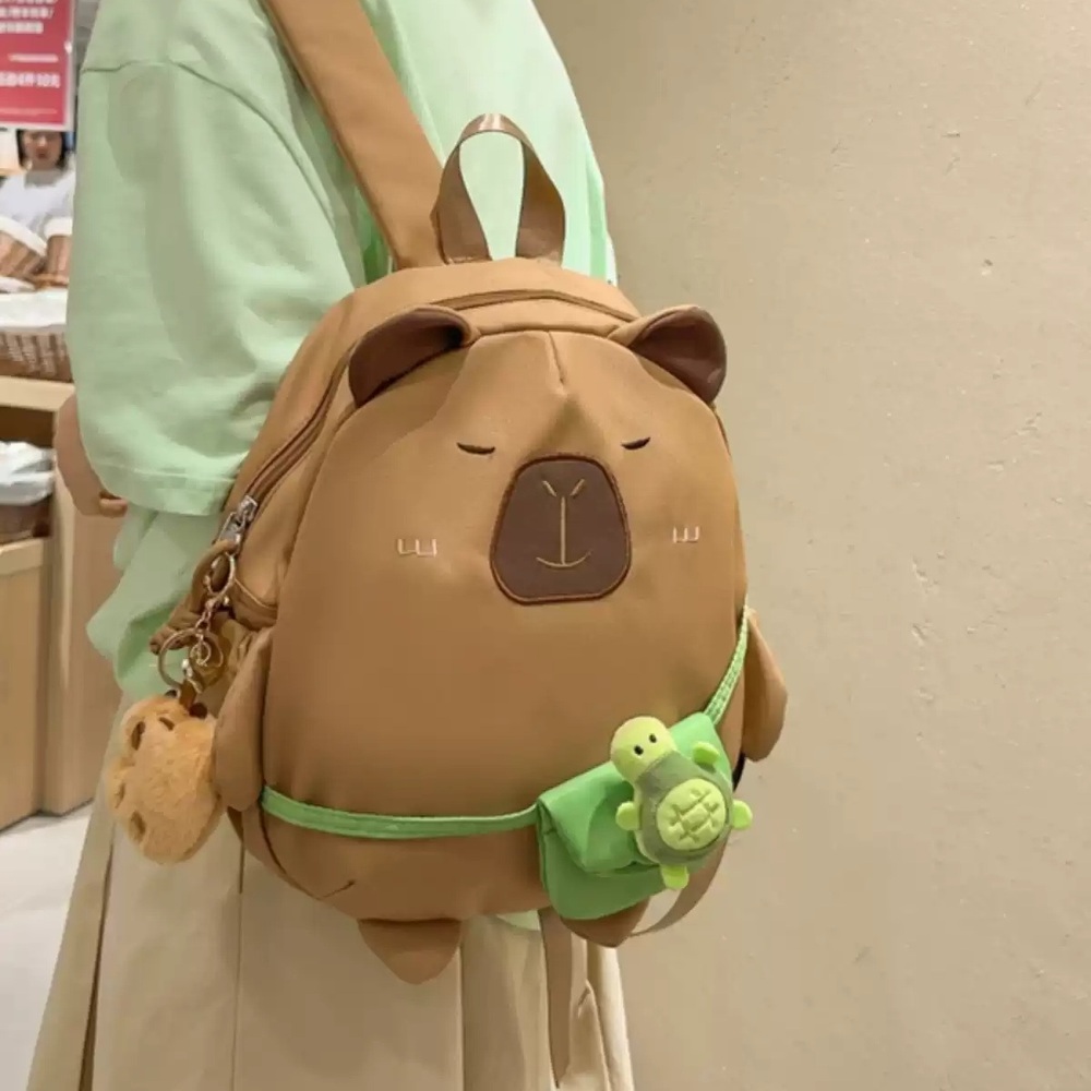 카피바라 가방 책가방 학생 배낭 인형가방 선물 백팩 인형 대용량 동물 숄더백 - 상품 이미지