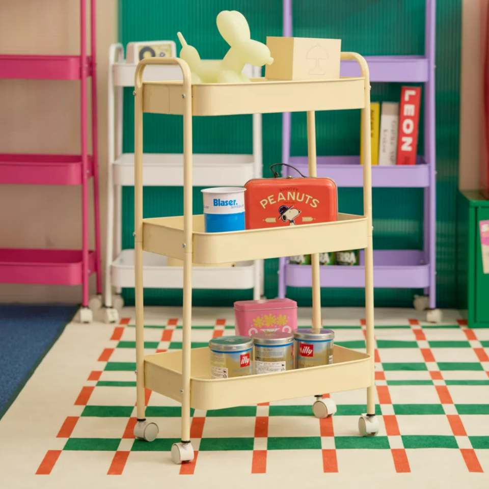 이동식 트롤리 틈새 선반 수납 철제 바퀴 미니 트롤리 3단