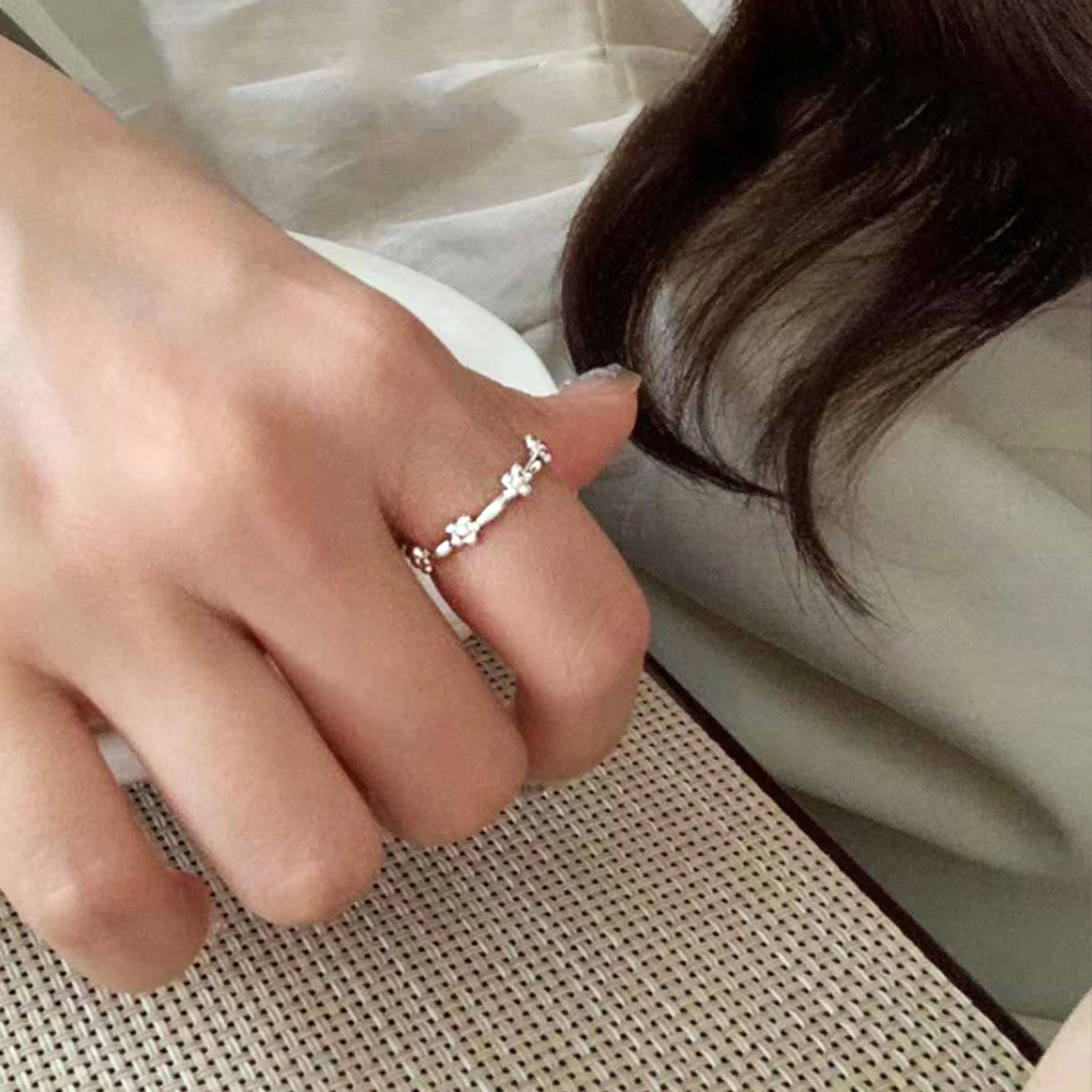 925 실버 꽃 도트 볼 반지 이미지 6